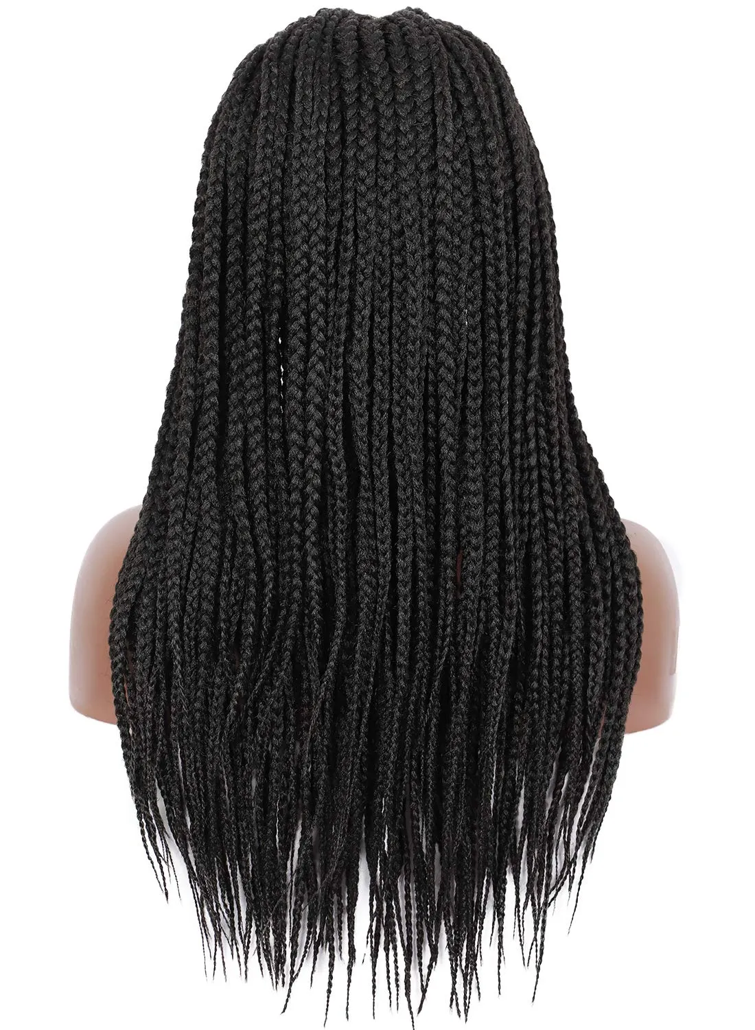 Brinbea 24" Fully Handmade 4x4” Swiss Lace Front Unknotted Box Braided Wigs for Black Women Japan-made Synthetic Twist Braids Wigs with Baby Hair Lightweight Cornrow Braids Wig