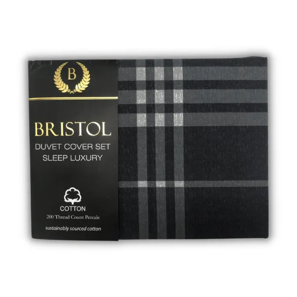 Bristol Charcoal Check Duvet Cover Set