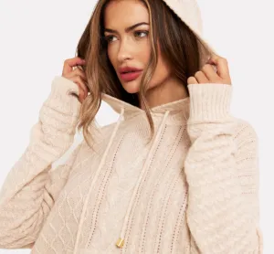 Brodie Cashmere - Luxe Cashmere Cable Hoodie - Cygnet