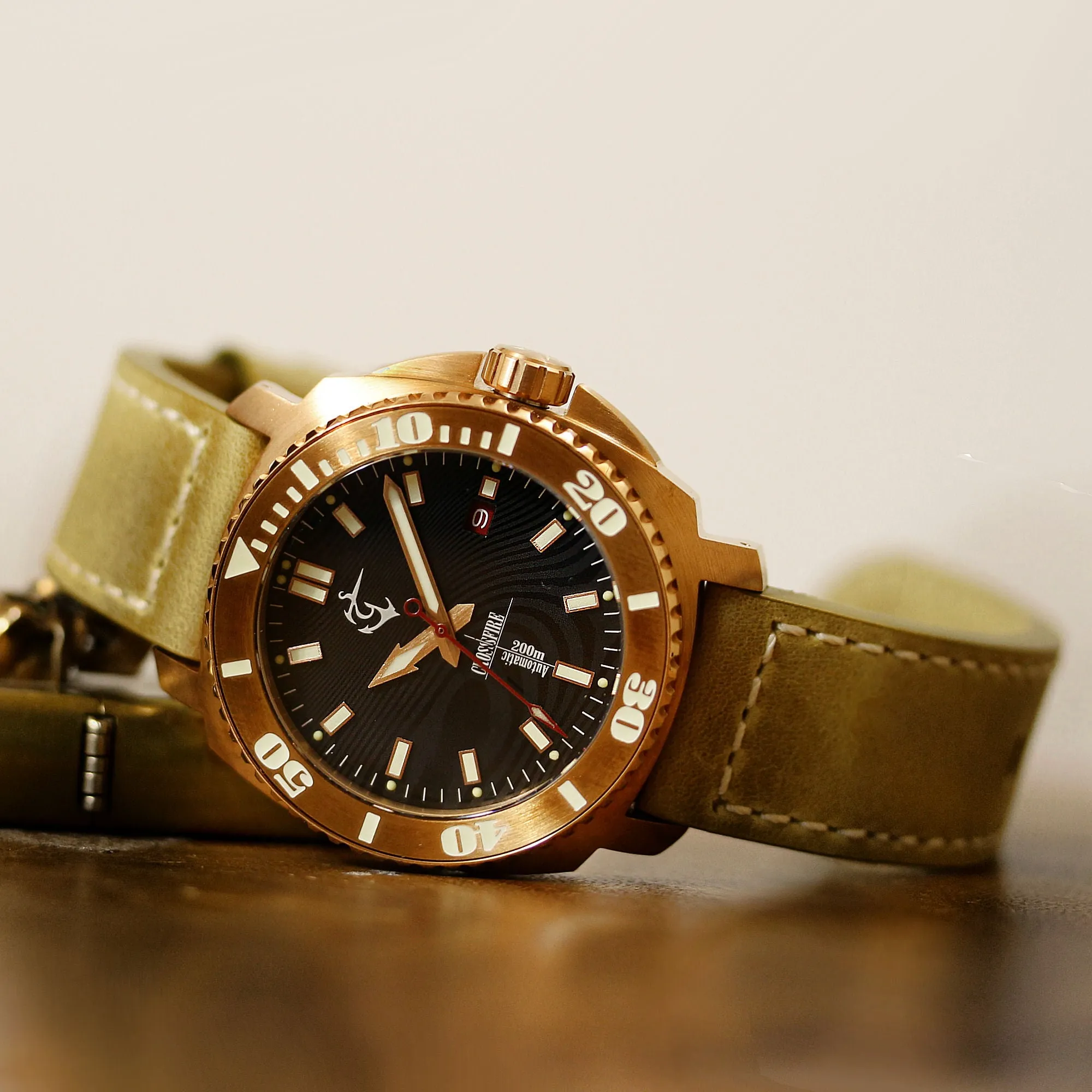 Bronze Crossfire - Black Damasteel Dial
