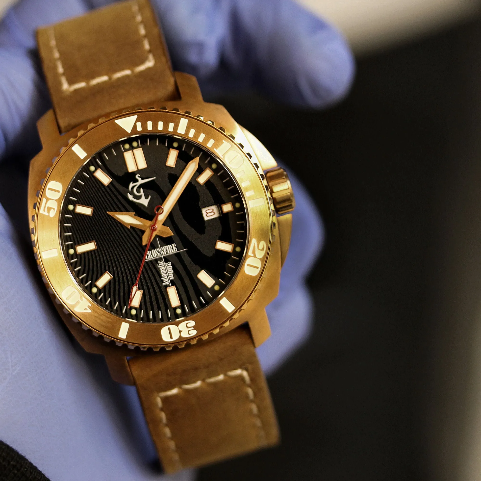 Bronze Crossfire - Black Damasteel Dial