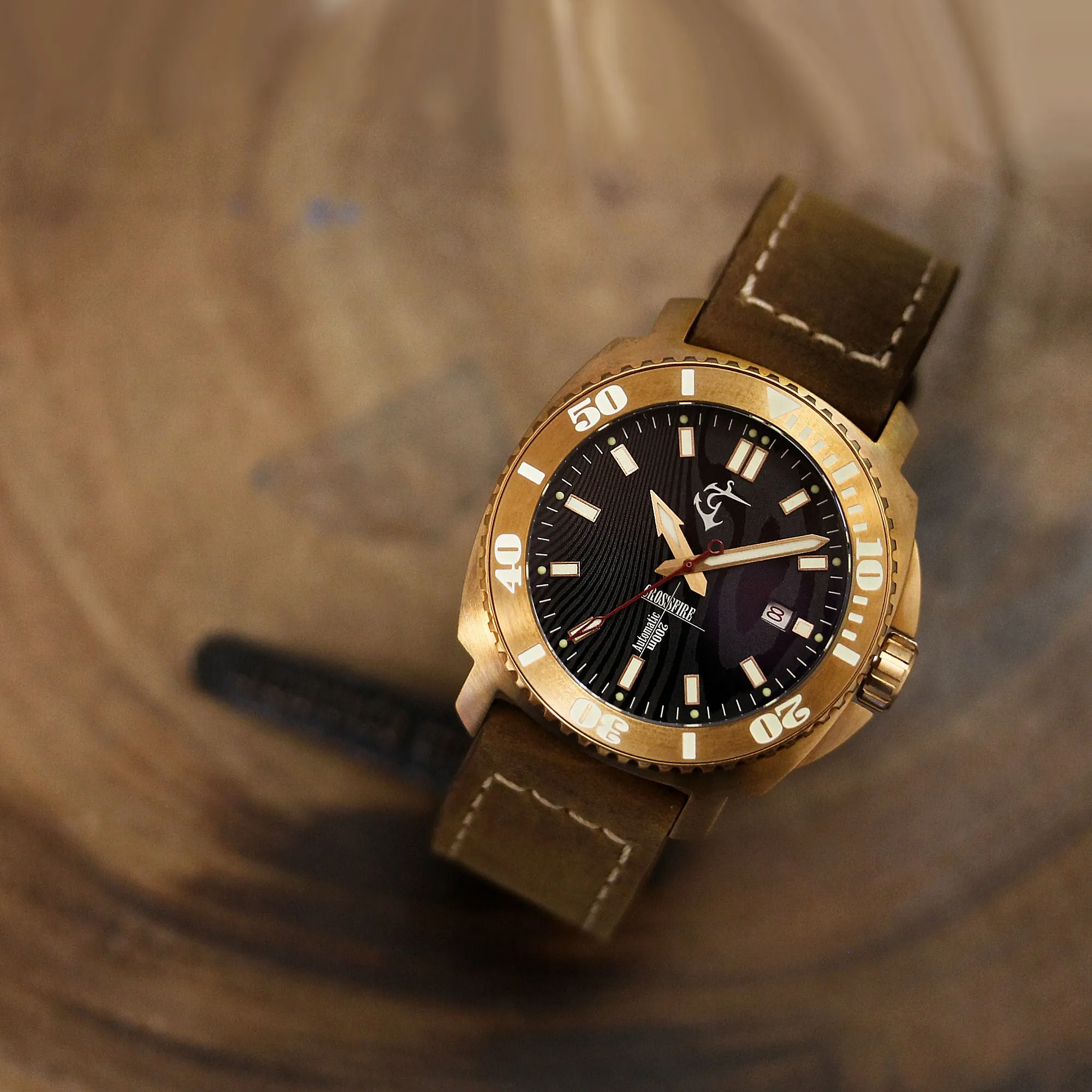 Bronze Crossfire - Black Damasteel Dial