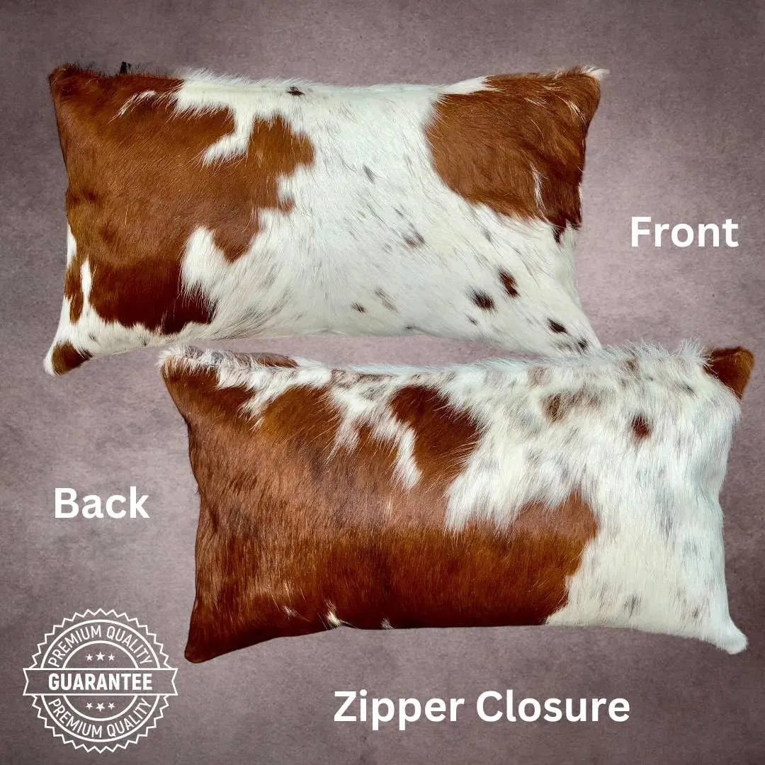 Brown and White Cowhide Pillow Cover---PL008