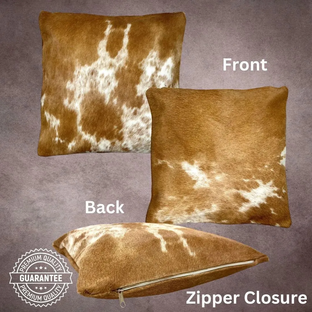 Brown and White Cowhide Pillow Cover---PL011