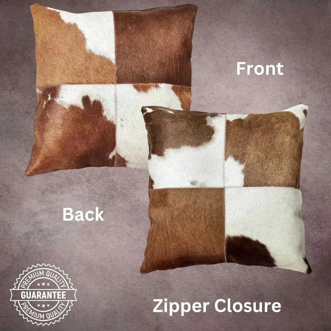 Brown and White Cowhide Pillow Cover---PL012