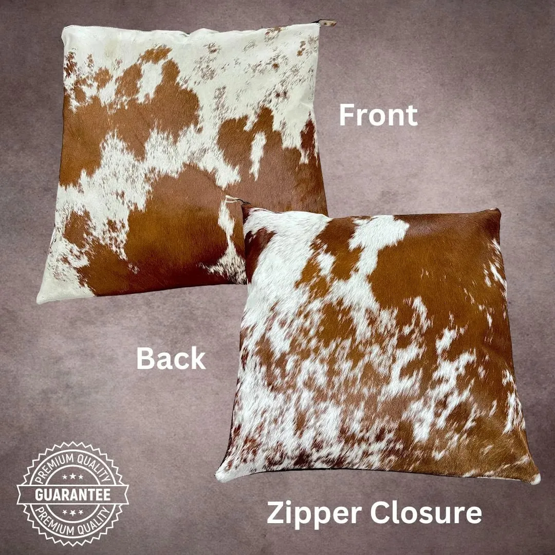 Brown and White Cowhide Pillow Cover---PL029