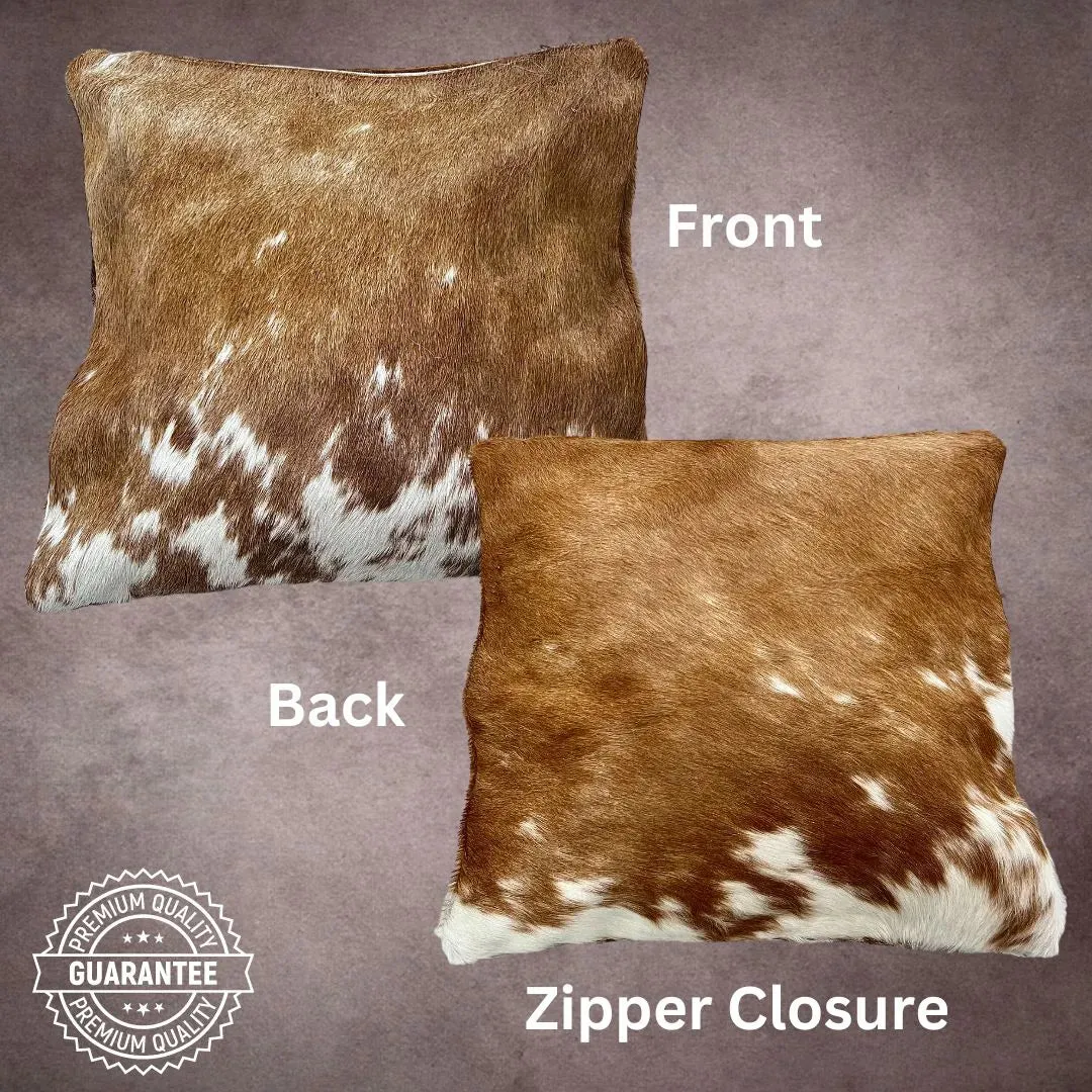 Brown and White Cowhide Pillow Cover---PL031