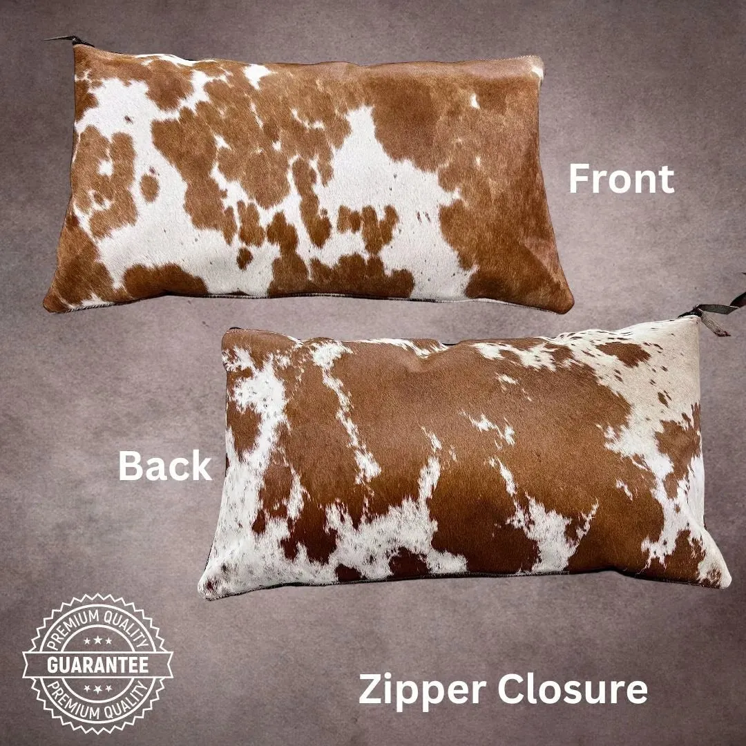 Brown and White Cowhide Pillow Cover---PL041