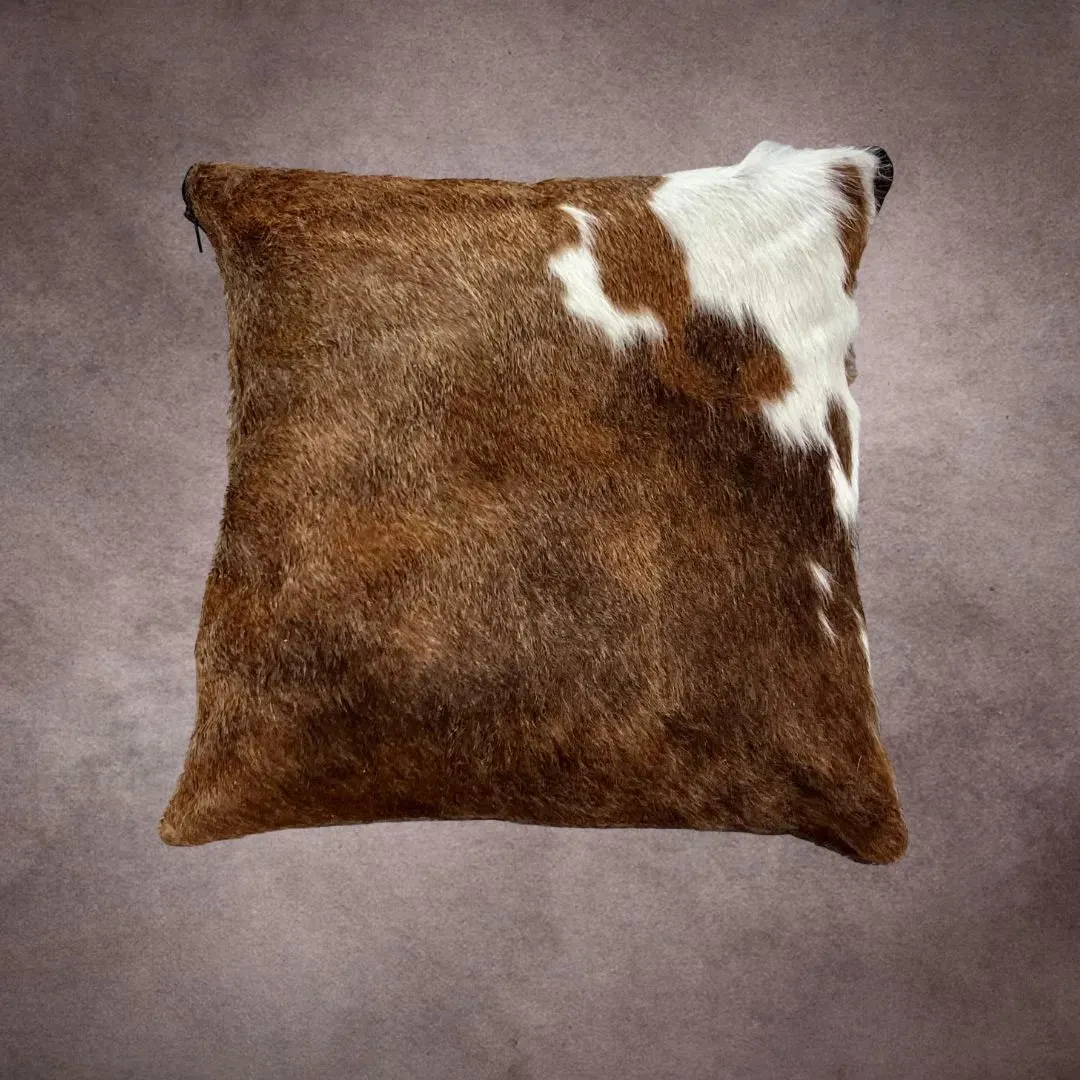 Brown and White Cowhide Pillow Cover---PL050