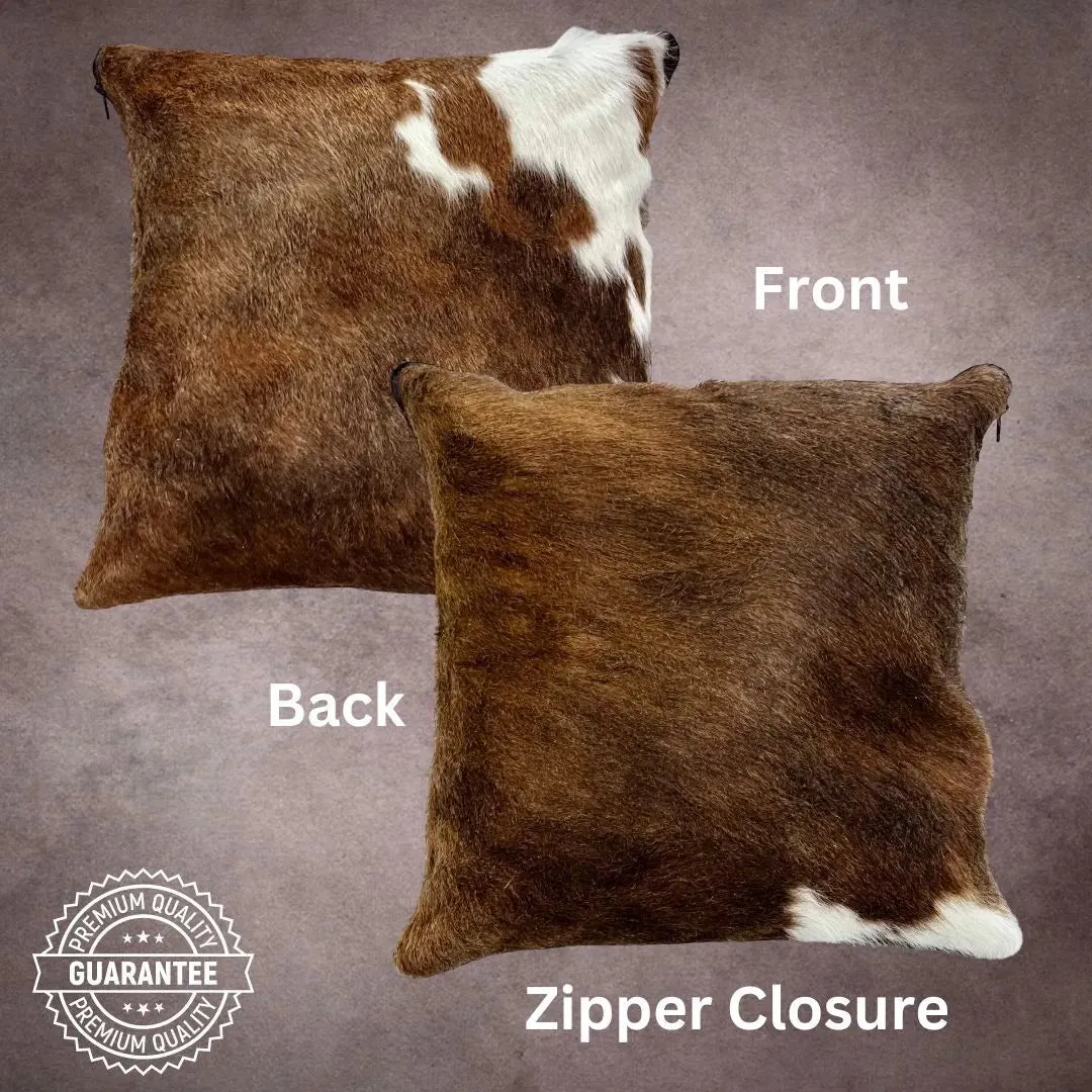 Brown and White Cowhide Pillow Cover---PL050