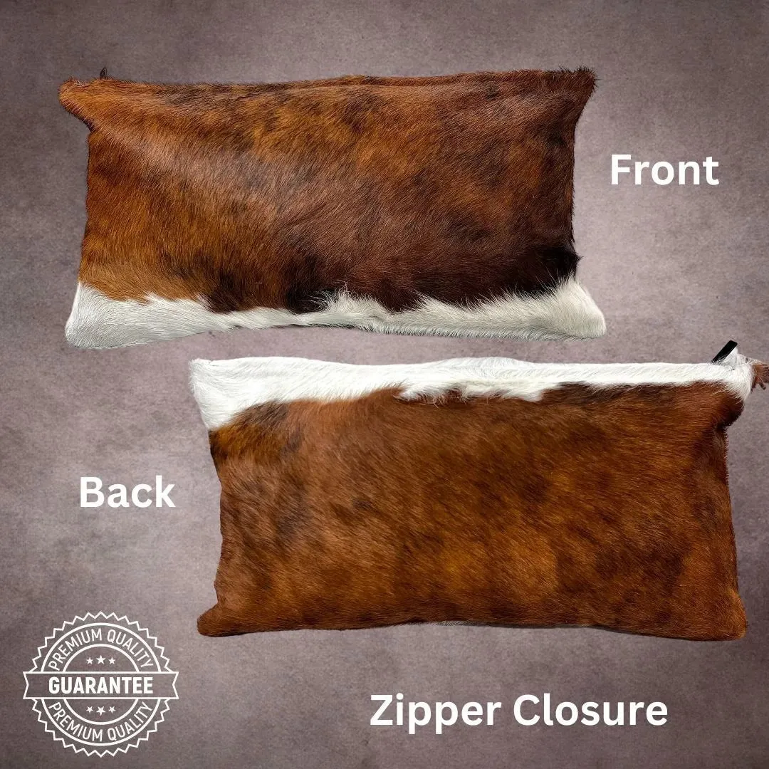 Brown and White Cowhide Pillow Cover---PL051