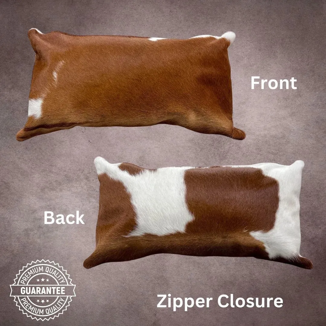 Brown and White Cowhide Pillow Cover---PL072A