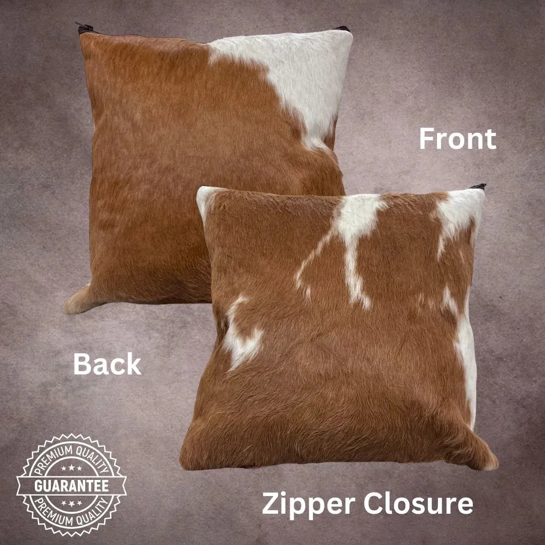 Brown and White Cowhide Pillow Cover---PL075