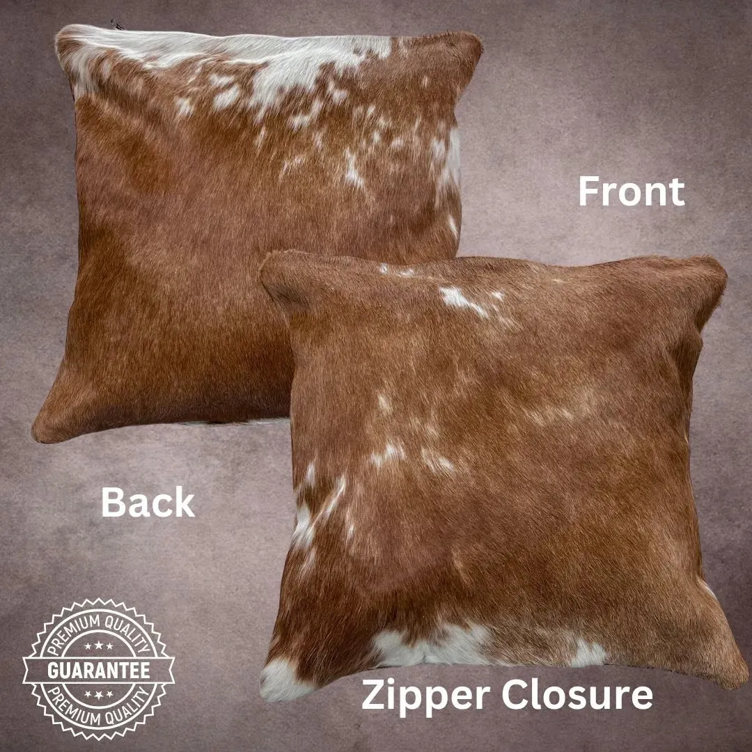 Brown and White Cowhide Pillow Cover---PL076