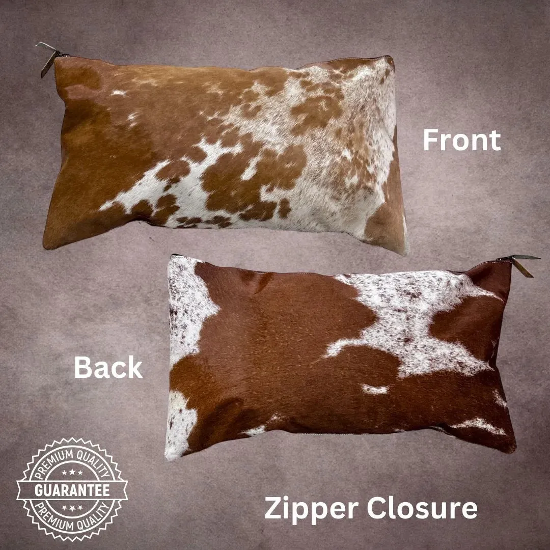 Brown and White Cowhide Pillow Cover---PL077