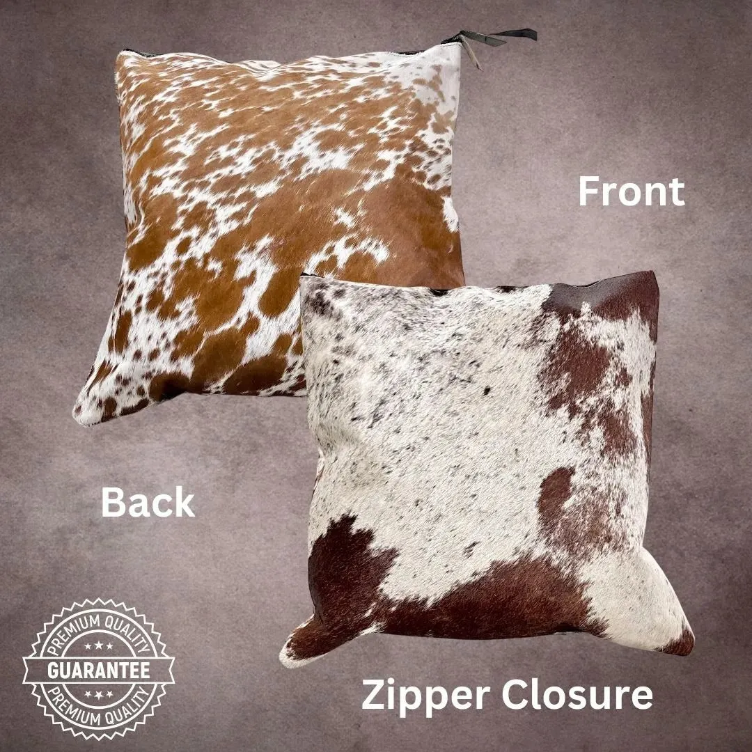 Brown and White Cowhide Pillow Cover---PL083