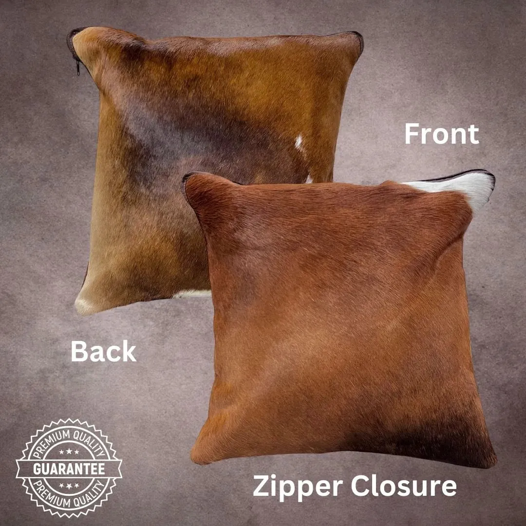 Brown and White Cowhide Pillow Cover---PL084