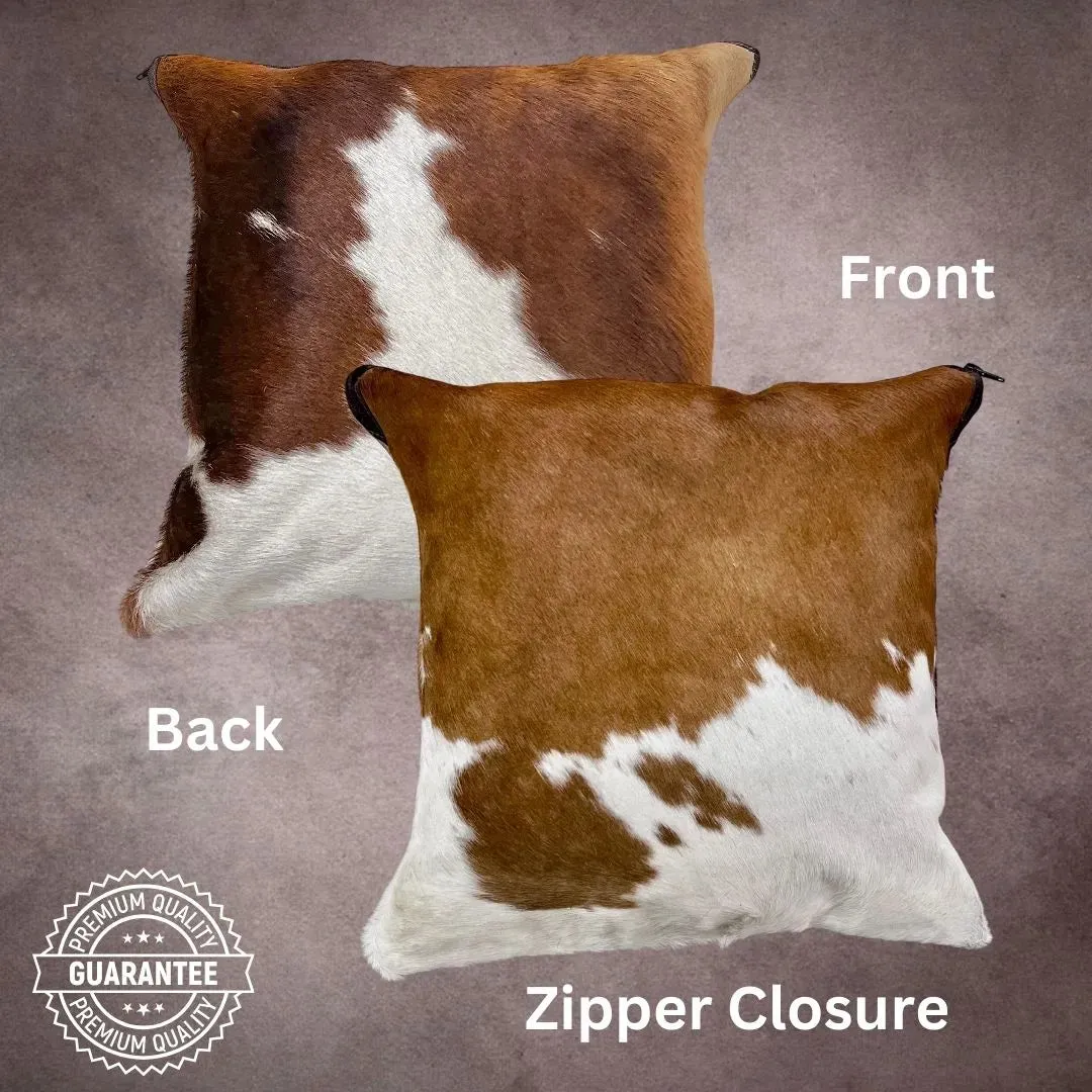 Brown and White Cowhide Pillow Cover---PL085