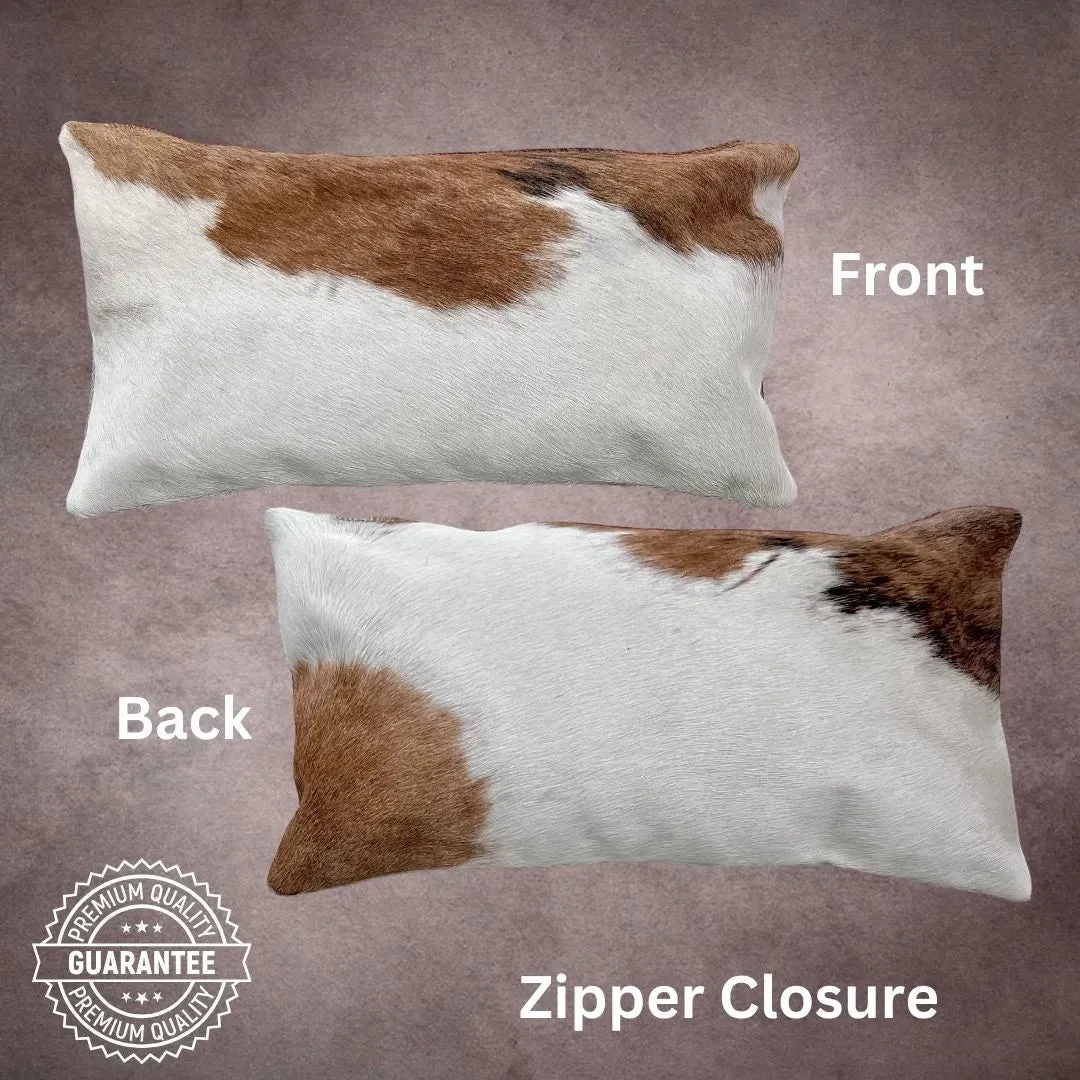 Brown and White Cowhide Pillow Cover---PL086
