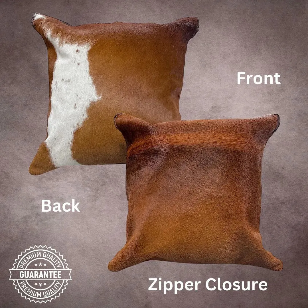 Brown and White Cowhide Pillow Cover---PL089