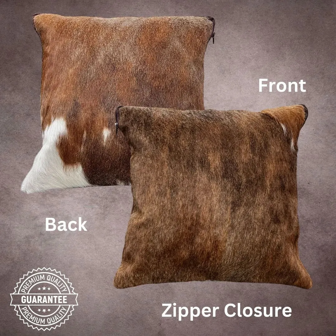 Brown and White  Cowhide Pillow Cover---PL095