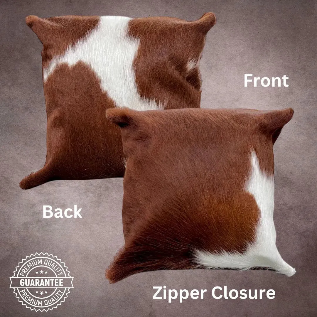 Brown and White Cowhide Pillow Cover---PL101