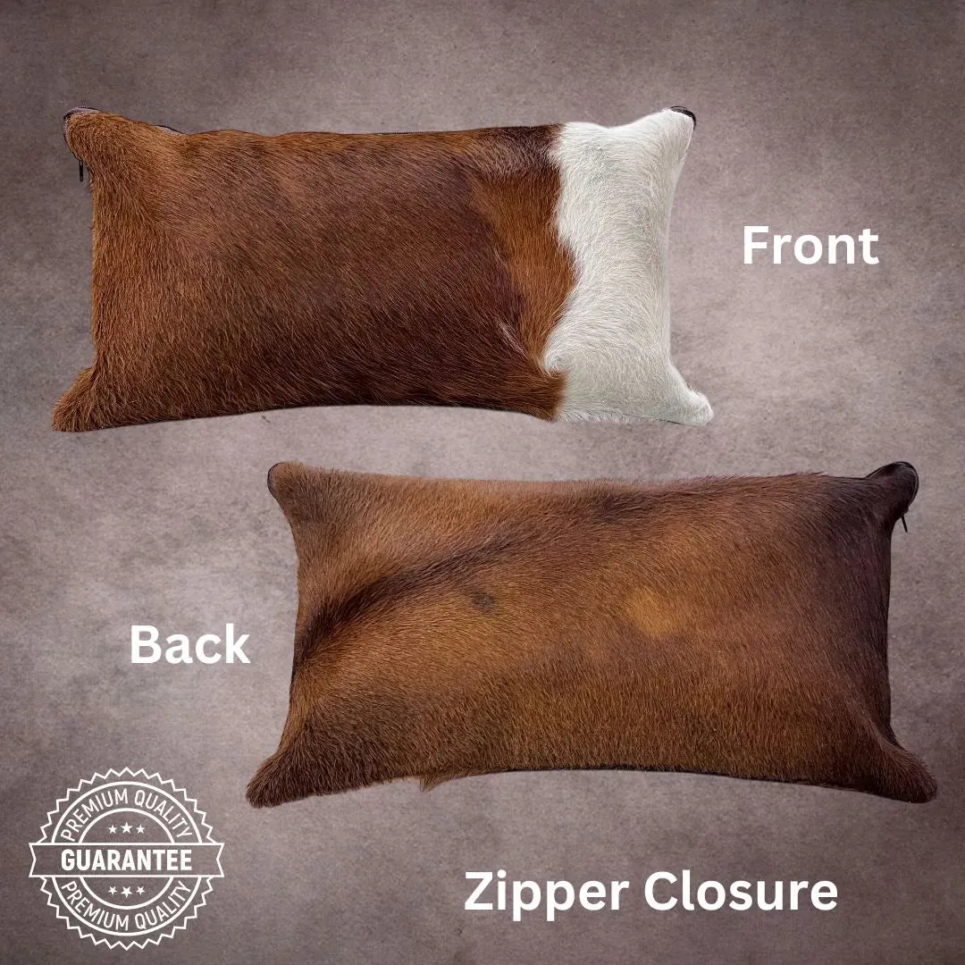 Brown and White Cowhide Pillow Cover---PL104
