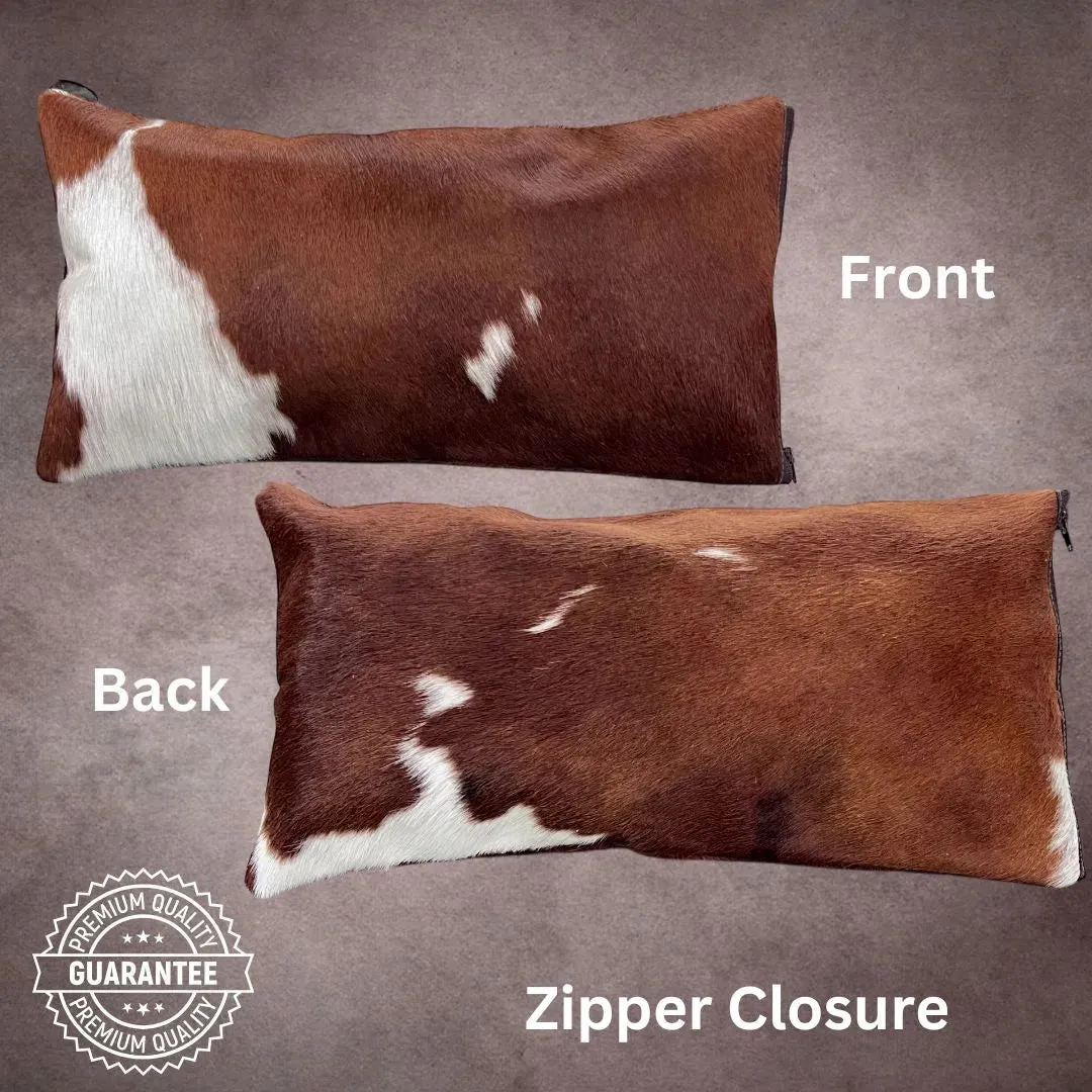 Brown and White Cowhide Pillow Cover---PL107