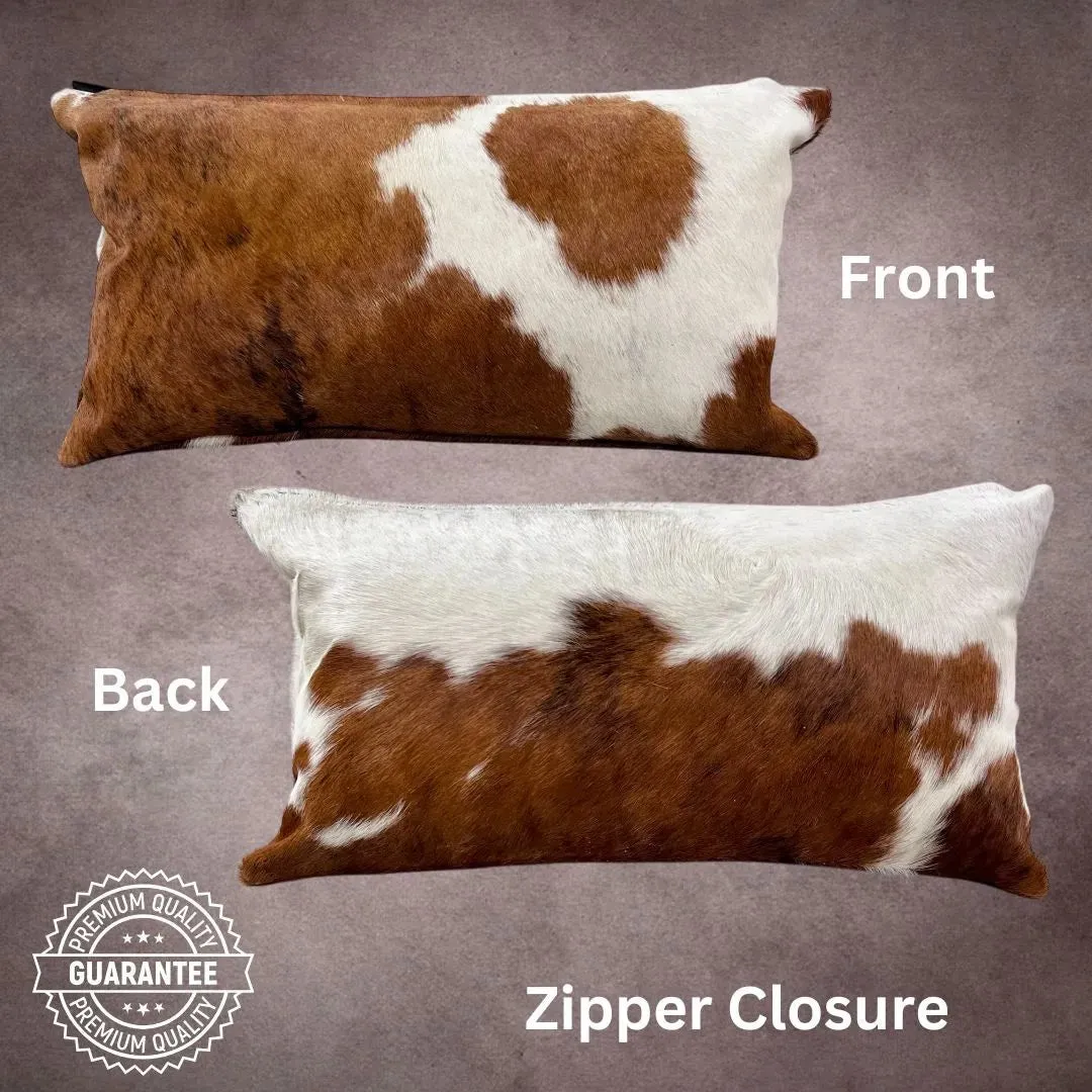 Brown and White Cowhide Pillow Cover---PL123