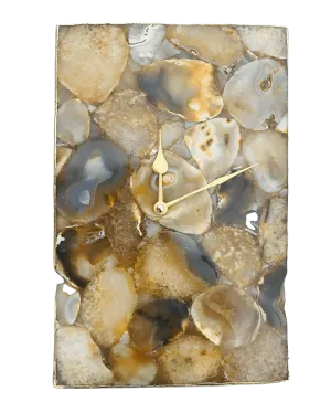 Brown Crystal Agate Rectangular Large Wall Clock