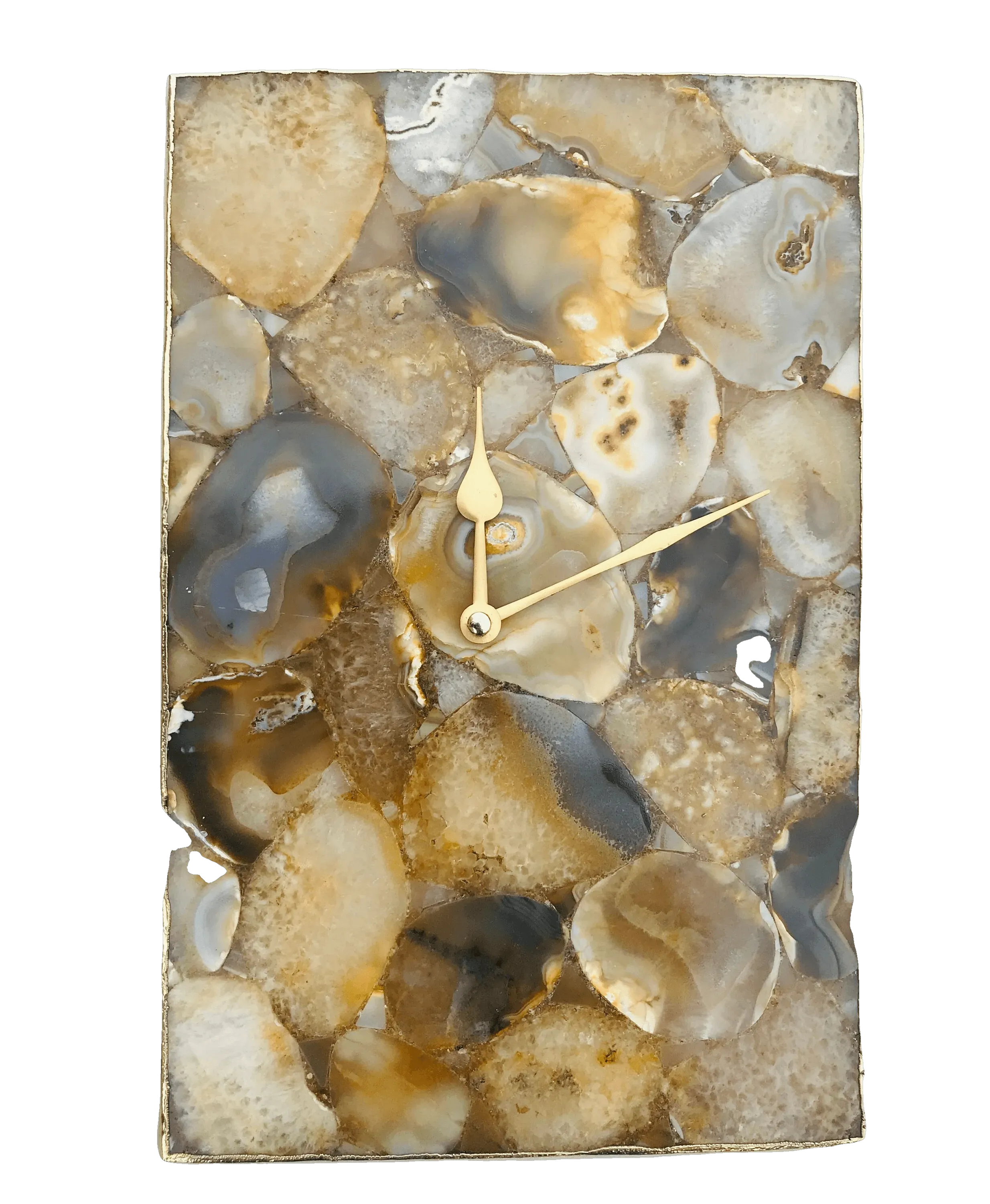 Brown Crystal Agate Rectangular Large Wall Clock
