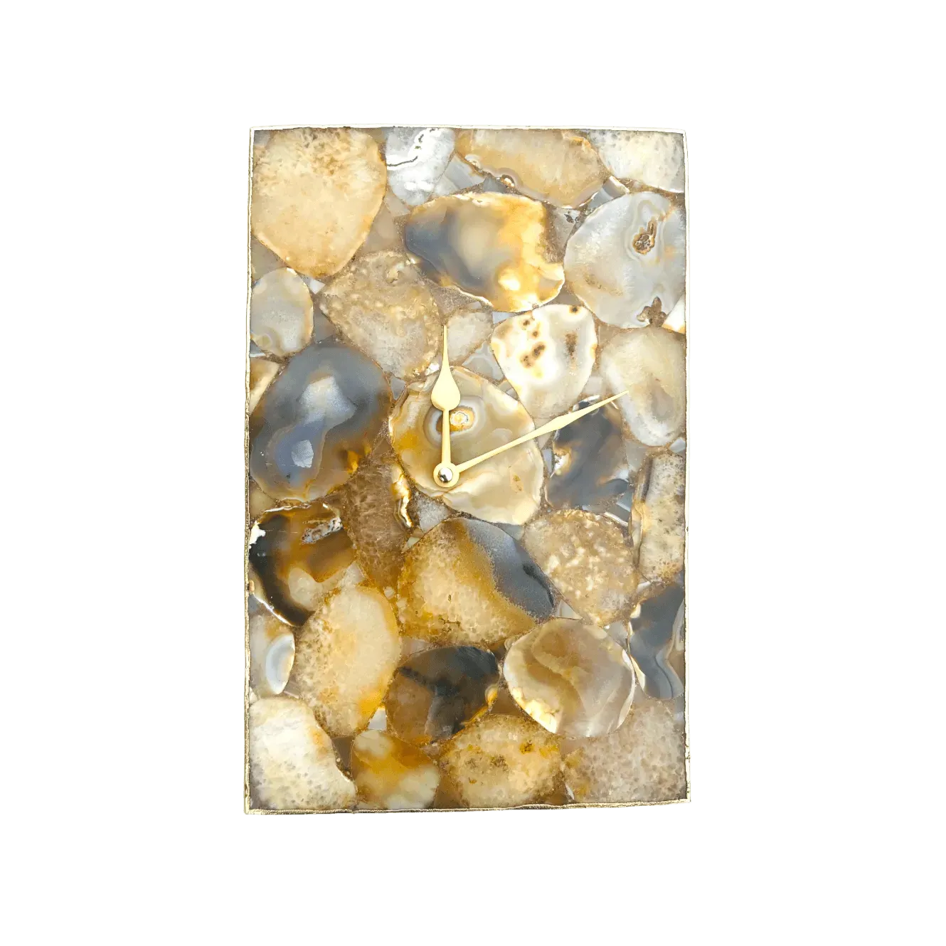 Brown Crystal Agate Rectangular Large Wall Clock