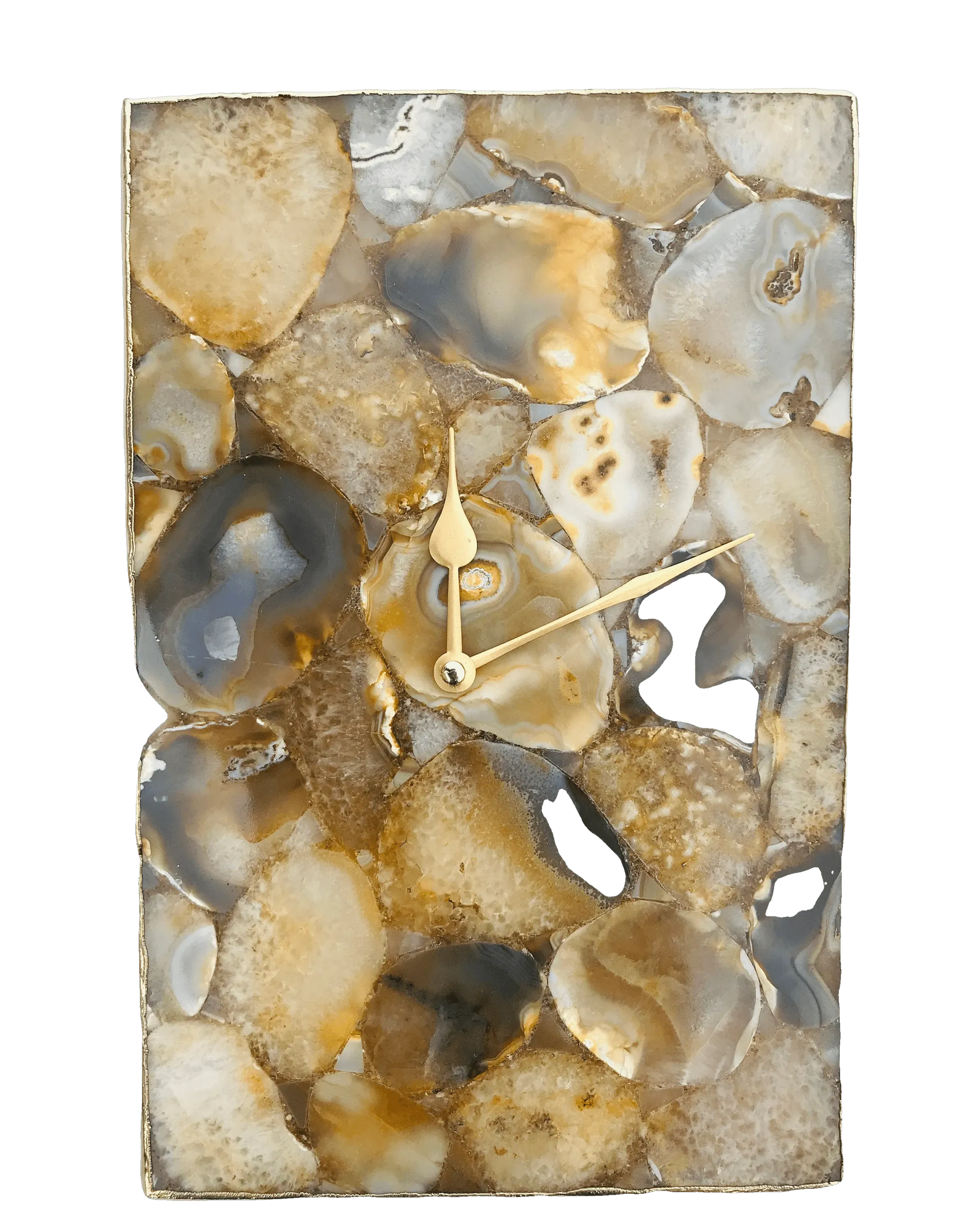 Brown Crystal Agate Rectangular Large Wall Clock