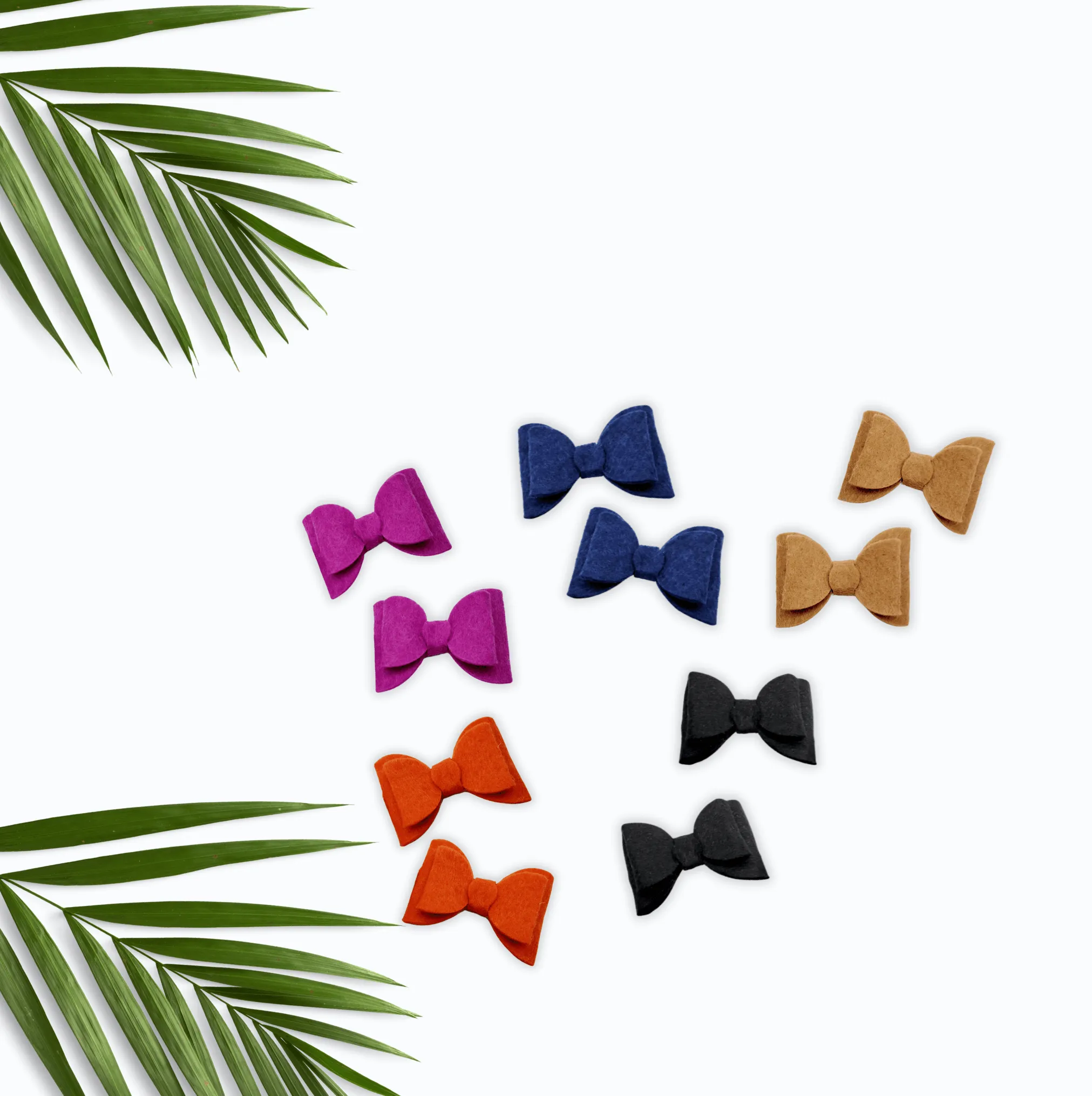 Brown Felt Piggy Hair Bow Clips