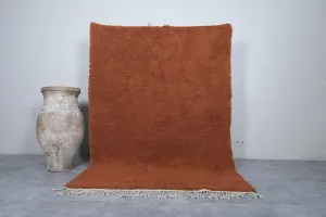 Brown Moroccan Rug - 5.4 x 8 Feet | Handmade Wool Rug
