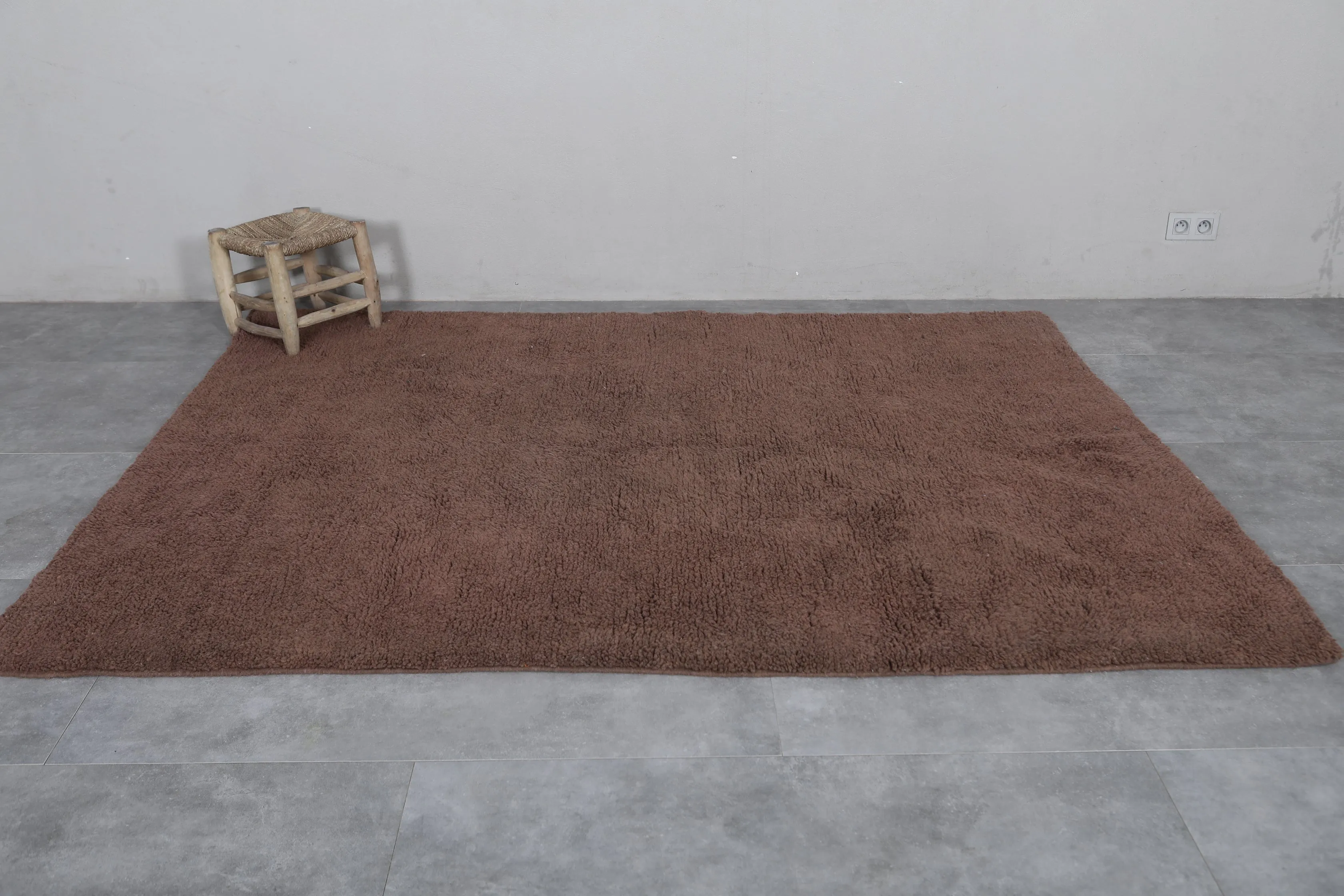 Brown Moroccan Rug - Handwoven 6.1 x 8 Feet | Natural Wool Elegance