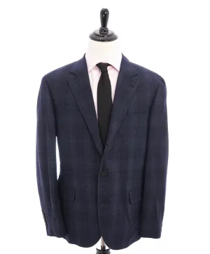 BRUNELLO CUCINELLI - CASHMERE/SILK/WOOL Blend Blue Plaid Check Blazer- 46R