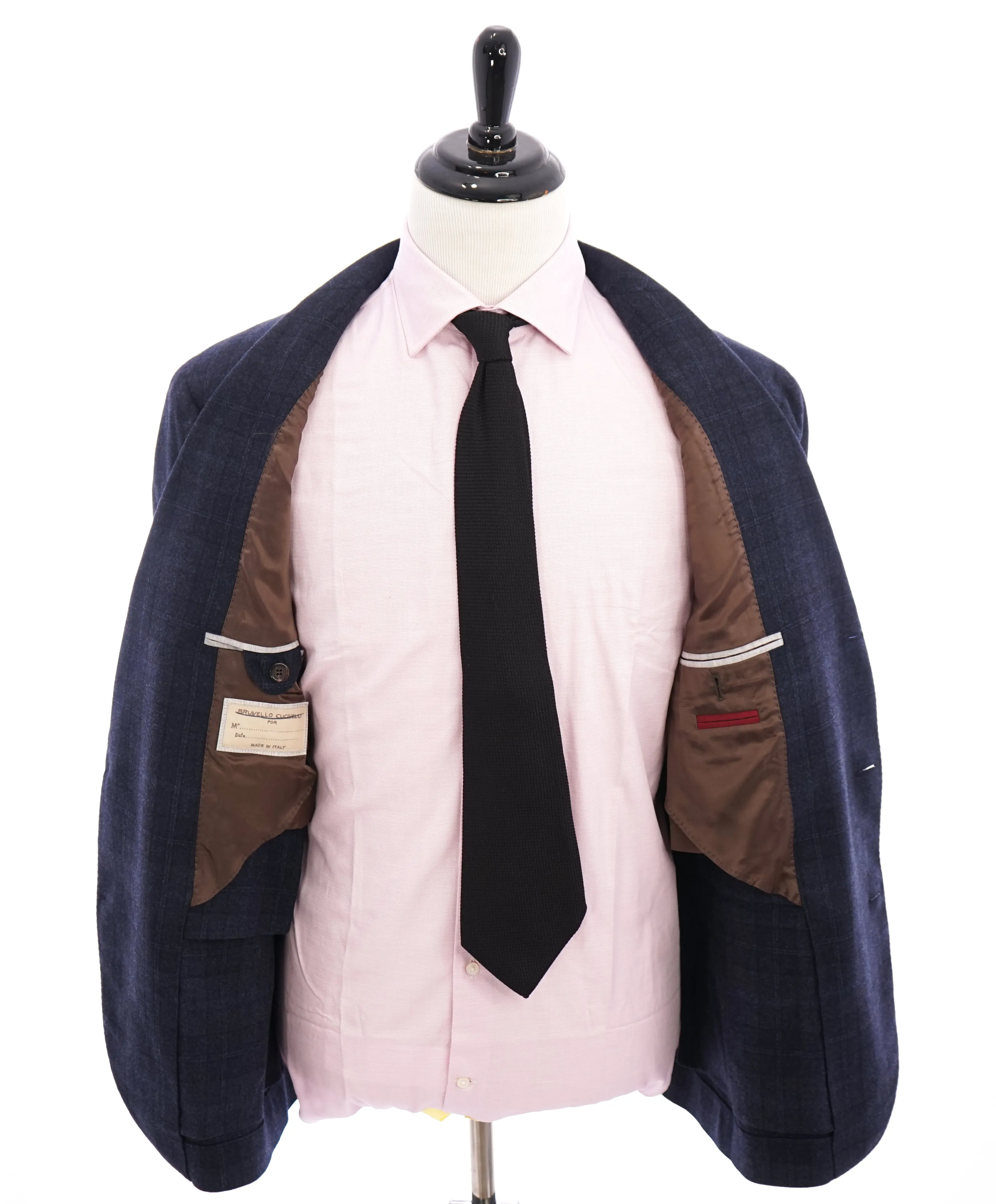 BRUNELLO CUCINELLI - CASHMERE/SILK/WOOL Blend Blue Plaid Check Blazer- 46R