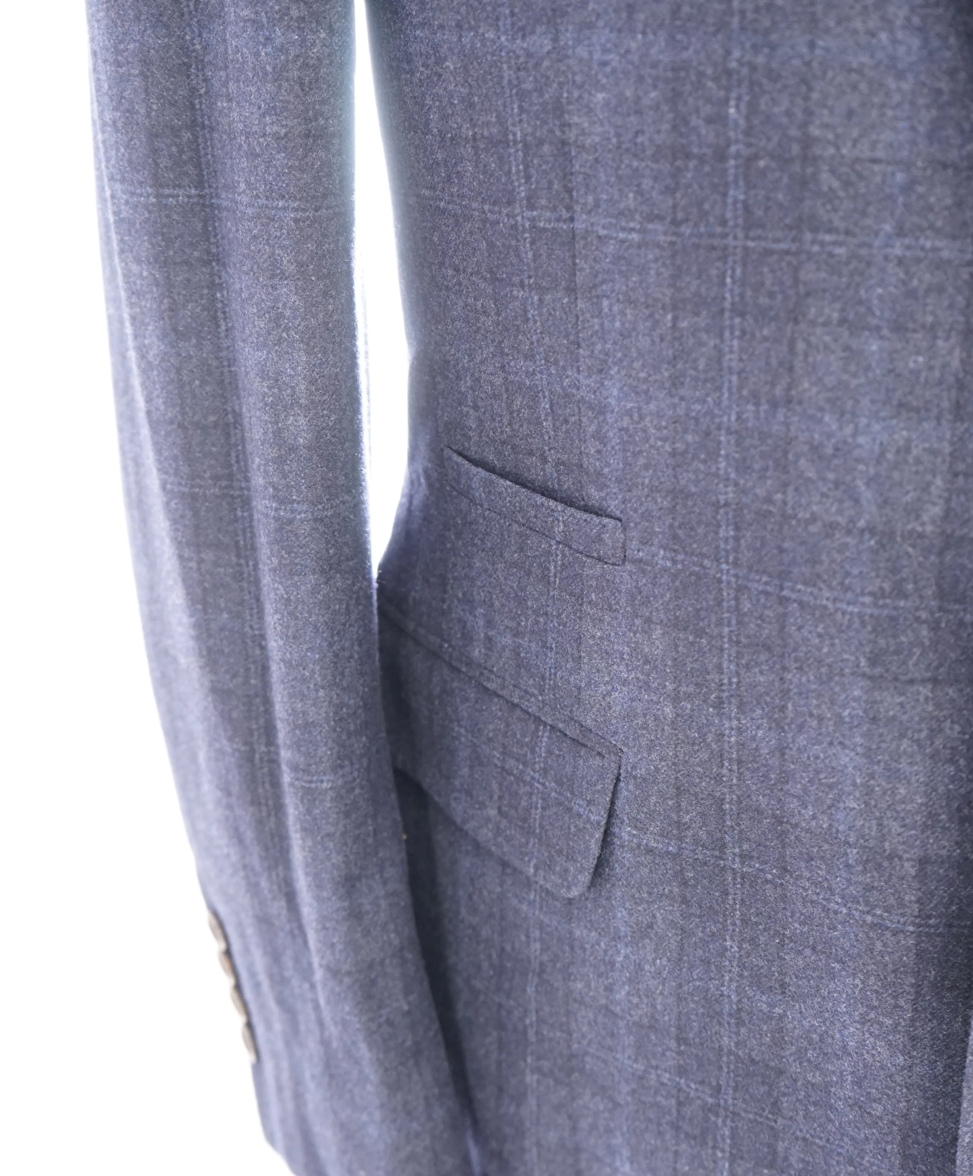 BRUNELLO CUCINELLI - CASHMERE/SILK/WOOL Blend Blue Plaid Check Blazer- 46R