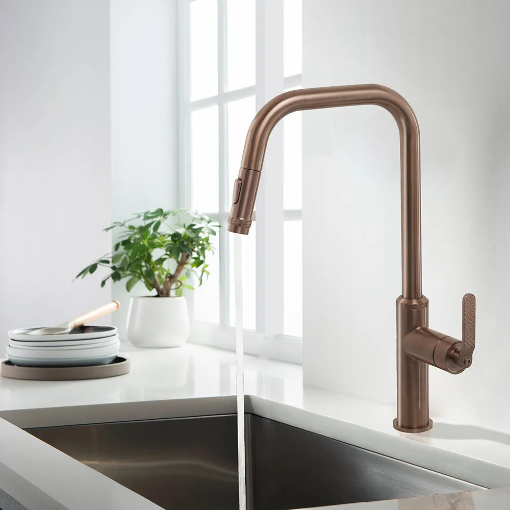 Brushed Bronze Decore Modern Kitchen Tap with Pull Out Spray