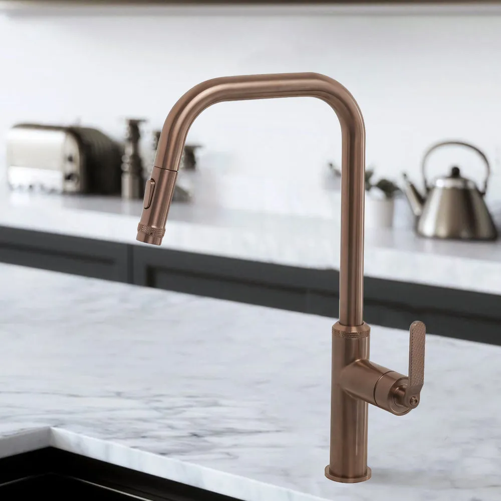 Brushed Bronze Decore Modern Kitchen Tap with Pull Out Spray