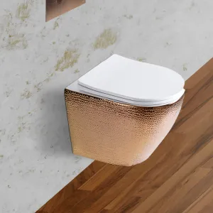 Brushed Rose Gold Wall-Hung Toilet with Soft Close Seat