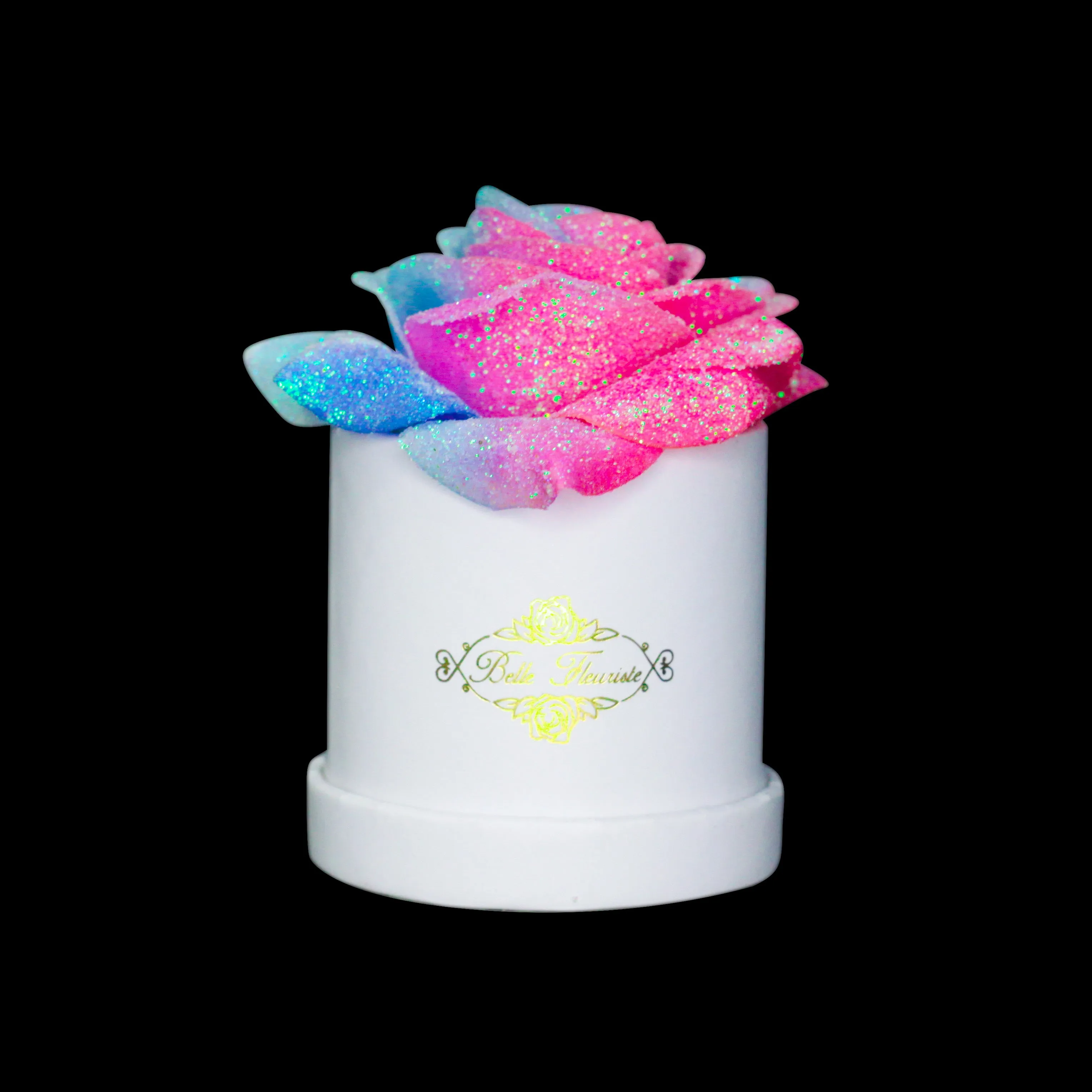 Bubblegum Glitter Roses - White Micro Box (1 Rose)