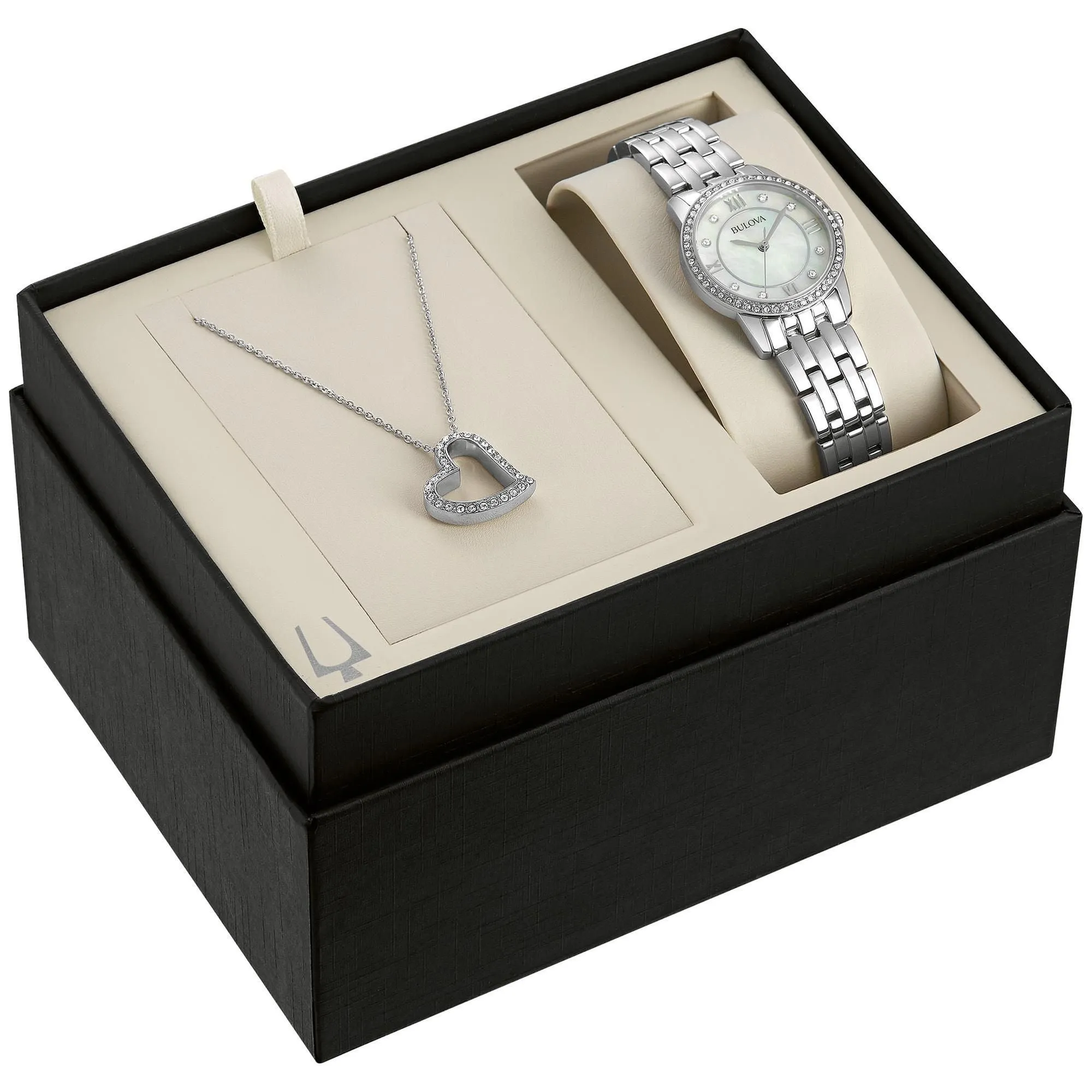 Bulova Ladies' Crystal Stainless Steel Watch and Necklace Set 96X155
