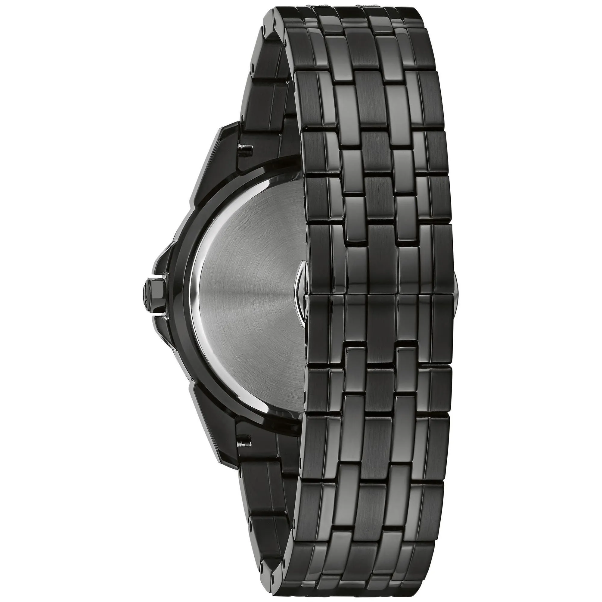 Bulova Men's Crystal Black Stainless Steel Watch and ID Bracelet Set 98K109