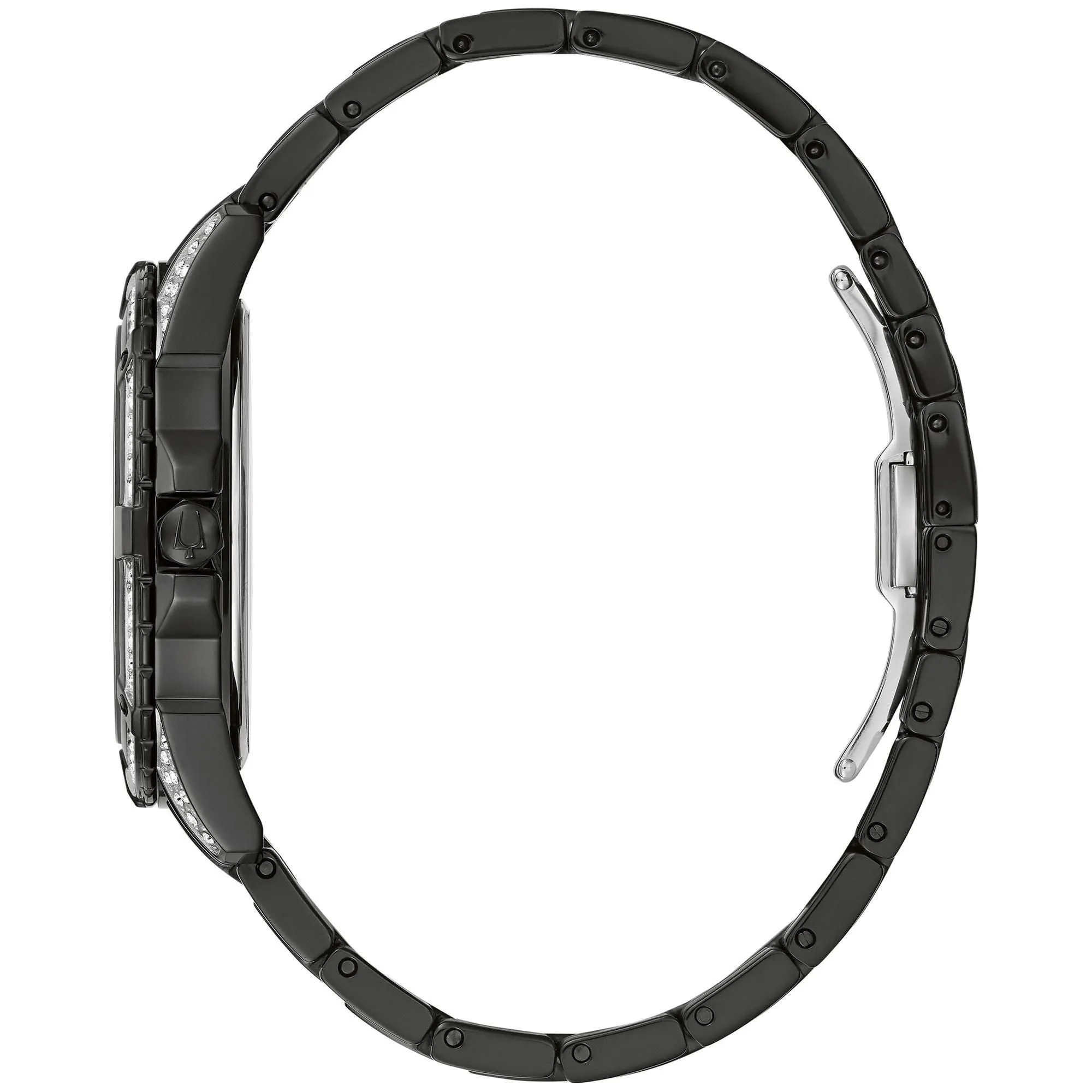 Bulova Men's Crystal Black Stainless Steel Watch and ID Bracelet Set 98K109