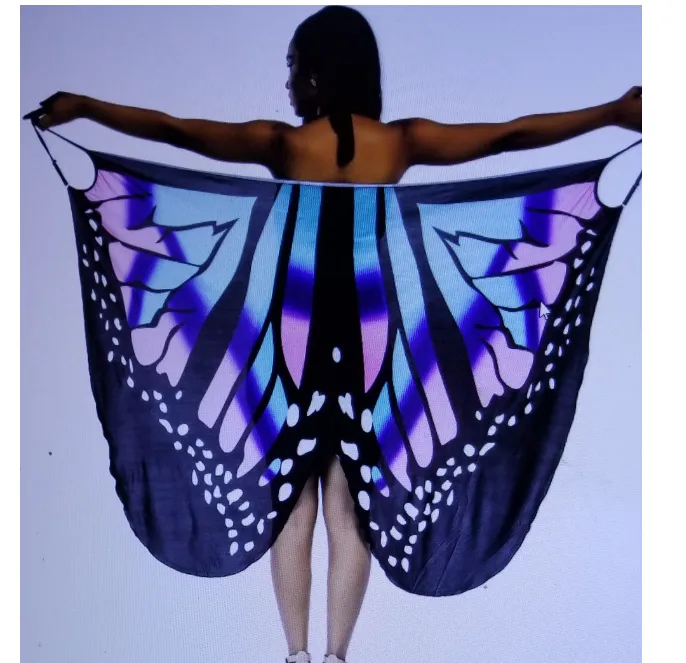 Butterfly Print Backless Wrap Around Party Dress