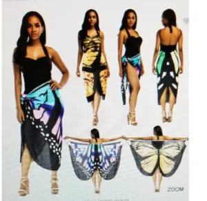 Butterfly Print Backless Wrap Around Party Dress