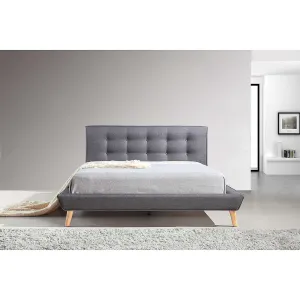 Button Tuft Linen Fabric Luxury Bed Frame
