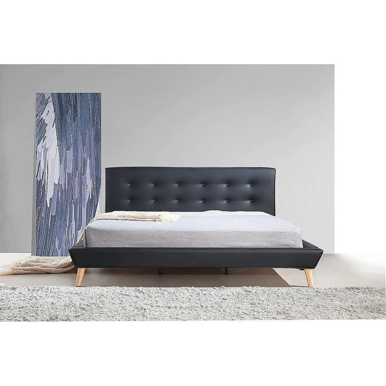 Button Tuft PU Leather Fabric Luxury Bed Frame - 2 Colours